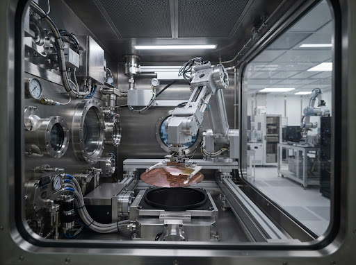 Semiconductor equipment robot handling wafer in vacuum enclosure